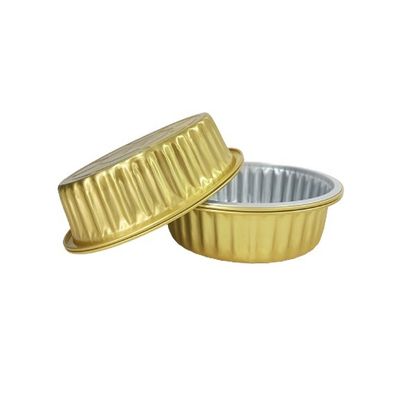 Golden Aluminum Foil Trays with Lid Disposable Round BBQ Box Takeaway Lunch Container