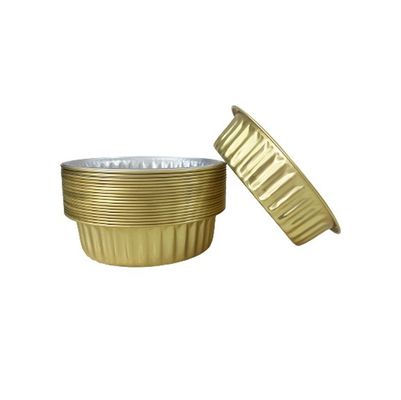 Golden Aluminum Foil Trays with Lid Disposable Round BBQ Box Takeaway Lunch Container