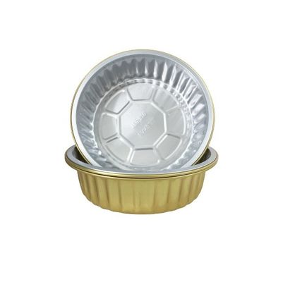 Golden Aluminum Foil Trays with Lid Disposable Round BBQ Box Takeaway Lunch Container