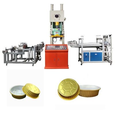 1.5KW Full Automatic 3 Compartment Laminated Airline Sealable Disposable Food Aluminum Foil Container Making Equipment