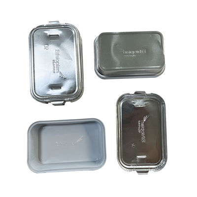 High Temperature Rectangular Airline Food Tray Gold Disposable Aluminium Foil Containers With Lid