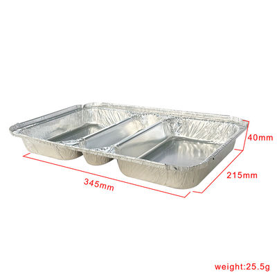 Food Grade Container 3 Compartment 230*185*35 Rectangle Aluminium Foil Takeaway Lunch Box