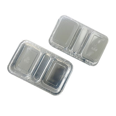 Food Grade Container 3 Compartment 230*185*35 Rectangle Aluminium Foil Takeaway Lunch Box