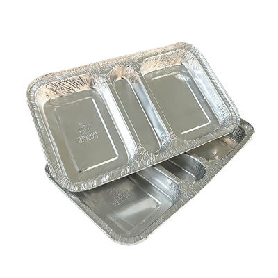Food Grade Container 3 Compartment 230*185*35 Rectangle Aluminium Foil Takeaway Lunch Box