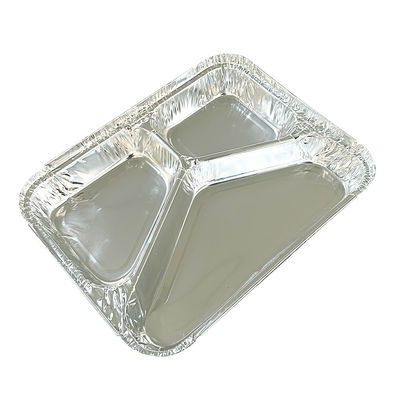Aluminum To Go Packaging Lunch Box with Customized Disposable 3 Compartment Container
