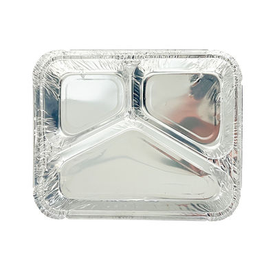 Aluminum To Go Packaging Lunch Box with Customized Disposable 3 Compartment Container
