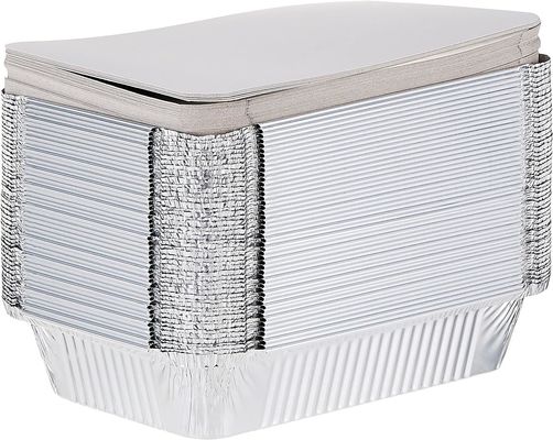 Cardboard Lid Silver Aluminium Foil Lunch Box for Food Storage and Take Away 890cc