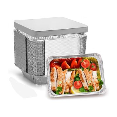 Cardboard Lid Silver Aluminium Foil Lunch Box for Food Storage and Take Away 890cc