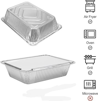 Cardboard Lid Silver Aluminium Foil Lunch Box for Food Storage and Take Away 890cc