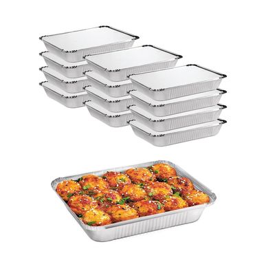 Cardboard Lid Silver Aluminium Foil Lunch Box for Food Storage and Take Away 890cc