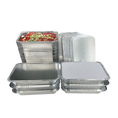 Cardboard Lid Silver Aluminium Foil Lunch Box for Food Storage and Take Away 890cc